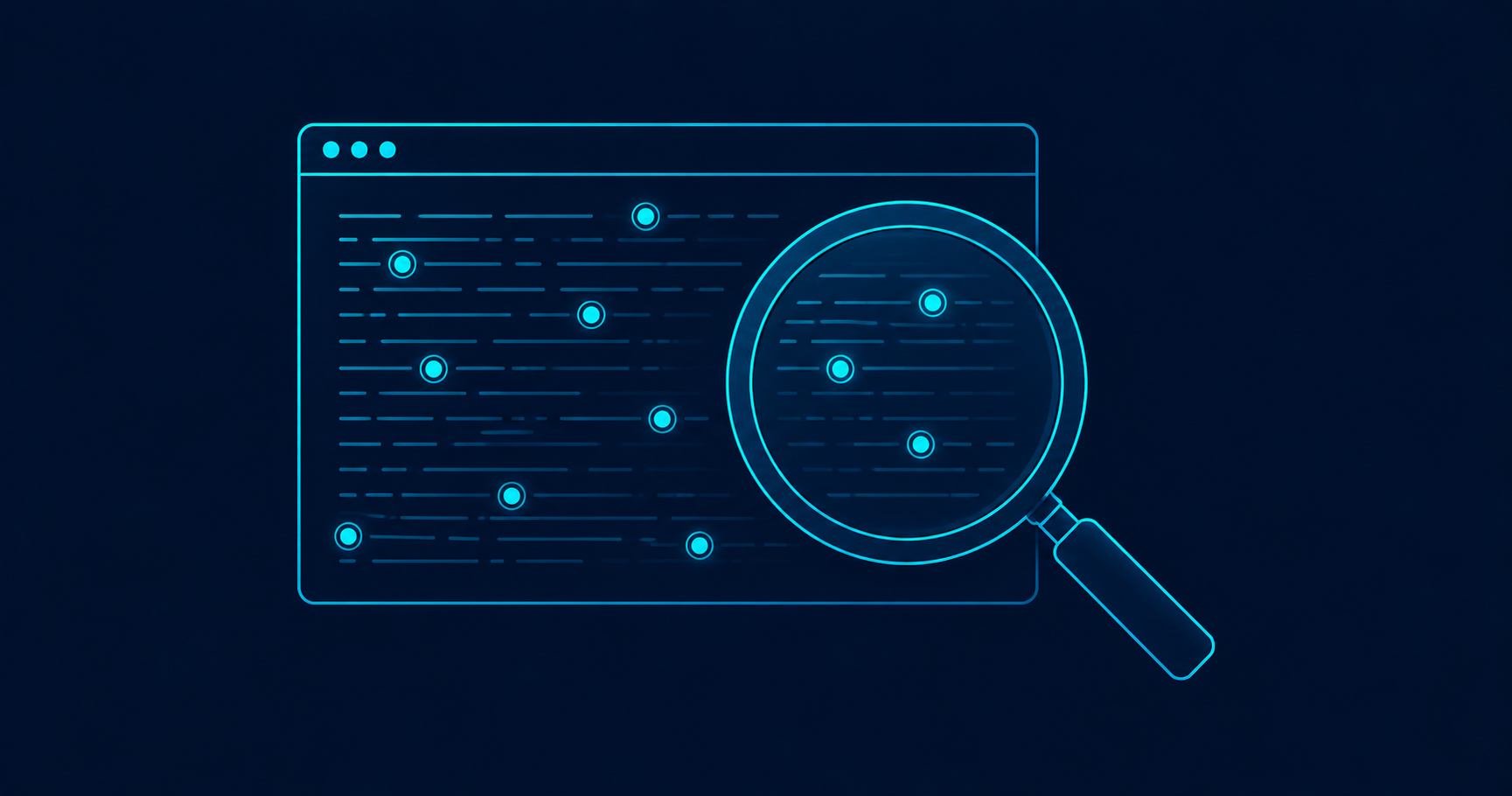 Linux server audit findings — magnifying glass over terminal with 10 markers, AV Services India