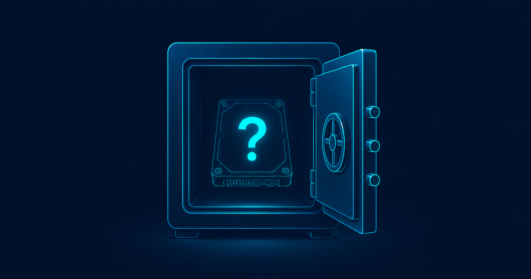 Linux backup that never existed — empty safe with ghost drive outline, AV Services India