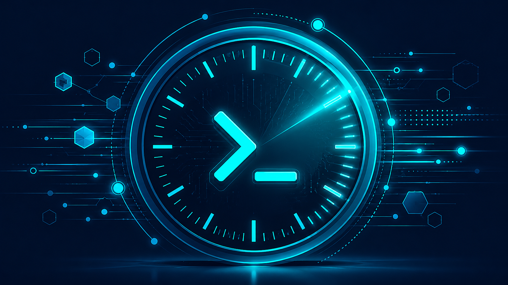 Linux cron job monitoring — clock face with terminal cursor, AV Services Mumbai