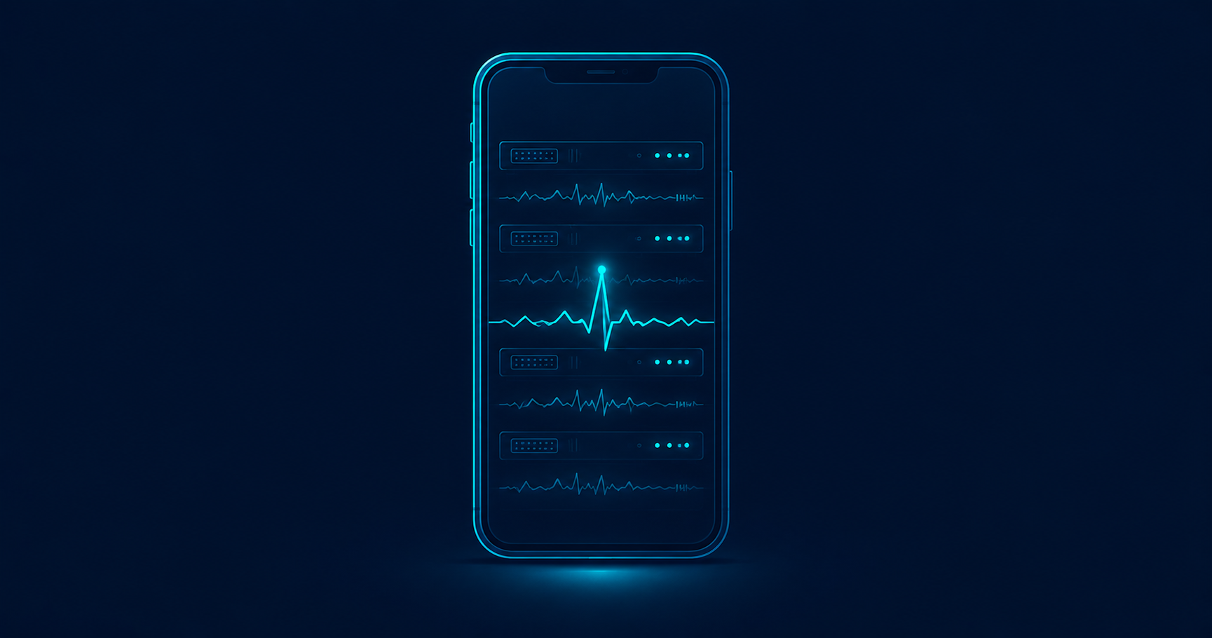 After-hours Linux server alert — phone with server waveform, AV Services Mumbai
