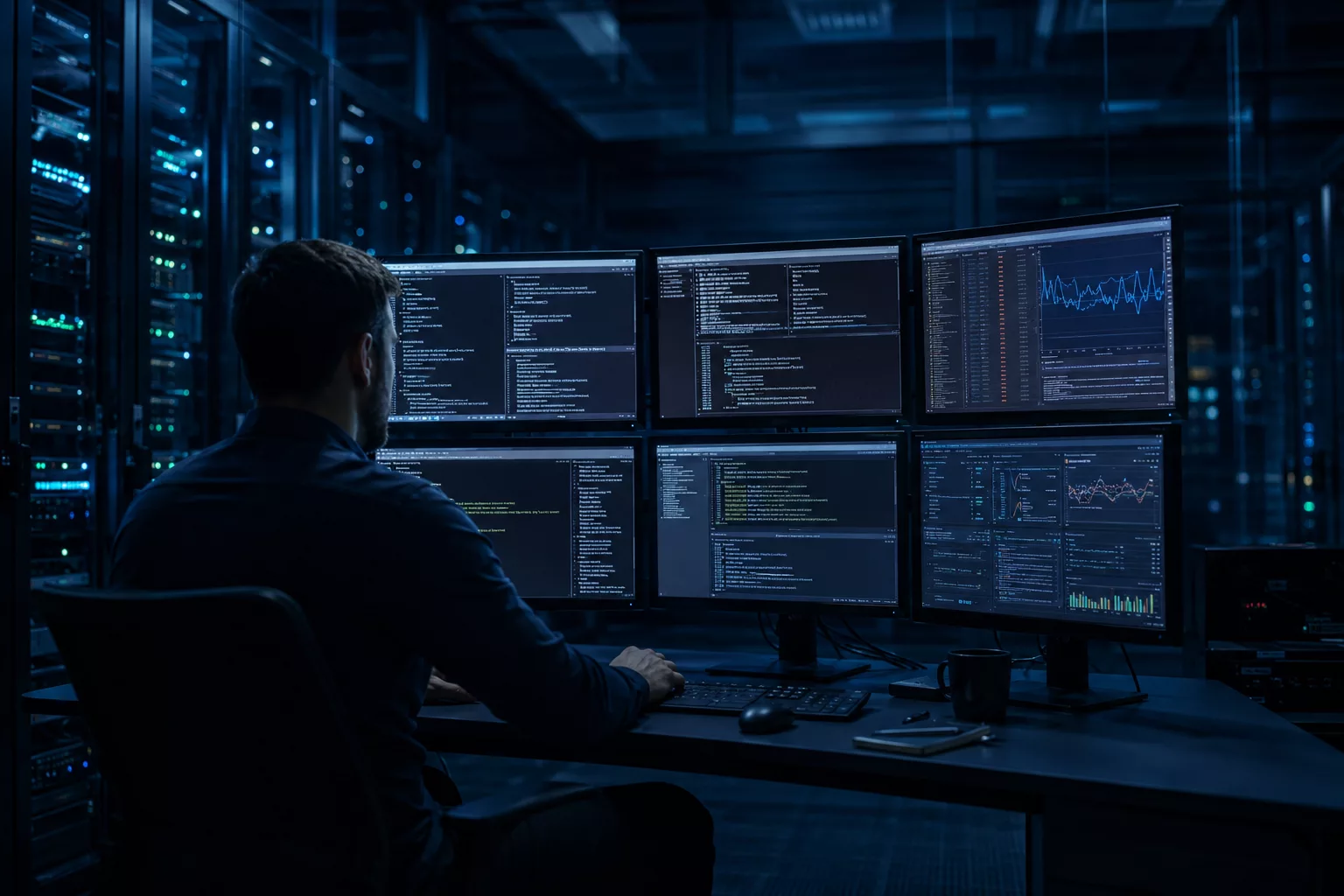 Engineer calmly working through terminal session during Linux incident response — AV Services Mumbai, onsite within 2-4 hours