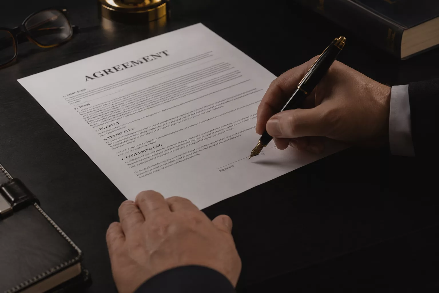 Professional signing terms of service document — AV Services Linux server management terms of service