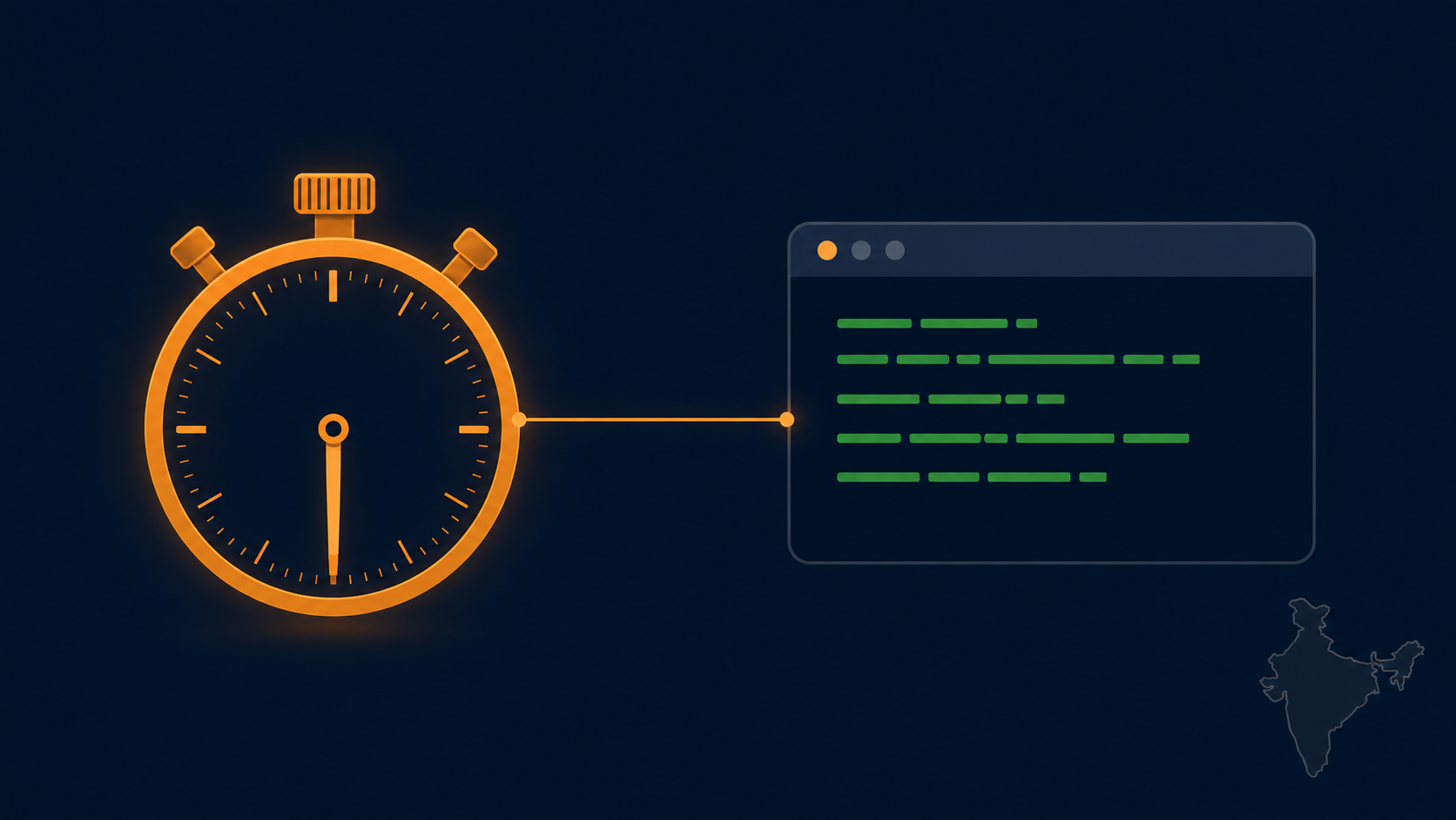 Stopwatch set at six hours linked to a Linux terminal showing five commands, representing CERT-In's six-hour breach reporting deadline for Indian servers
